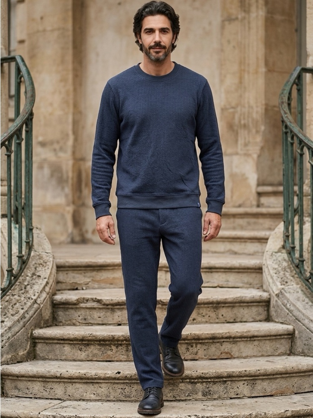 NWT Perry Ellis Men’s Blue Micro Stripe Long Sleeve Sweater Sweatshirt - Medium - Picture 8 of 8